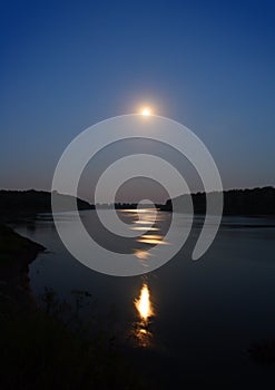 Moonbeam in river