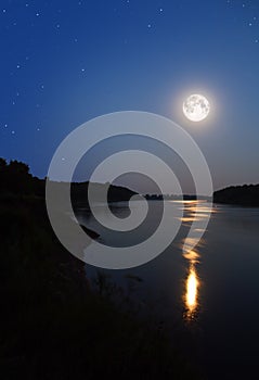 Moonbeam in river
