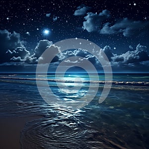 moonbeam in river landscape