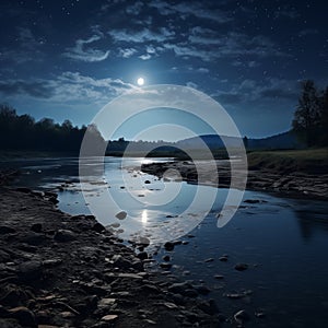 moonbeam in river landscape