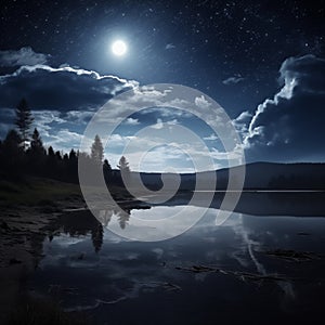 moonbeam in river landscape