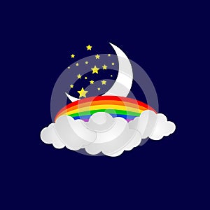 Moonbow , Moon and star with clouds vector illustration clip art