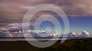 Moonbow and the northern lights