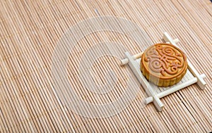 Mooncake, Chinese Midautumn festival dessert with copyspace