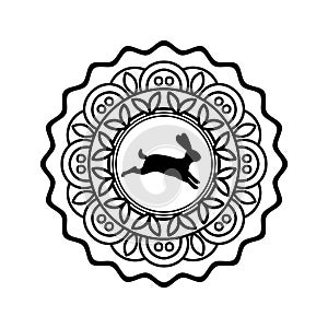 Rabbit mooncake icon, flat design