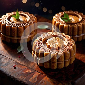 Mooncake , traditional popular sweet dessert cake