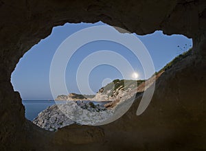 Moonlight through a cave