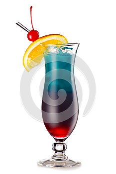 Moonlight cocktail with a slice of orange and cherry isolated