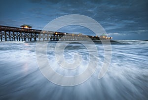 Moonlight Folly Beach Pier Charleston SC Coast