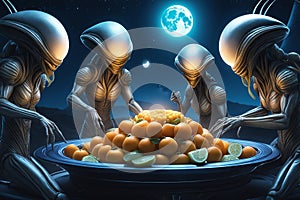 Luz de la luna cosecha fiesta extranjeros intentando hombre comida el primero 