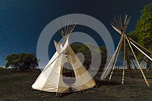 Moonlight on Indian Tepee at Ute Indian Museum, Montrose, Colorado