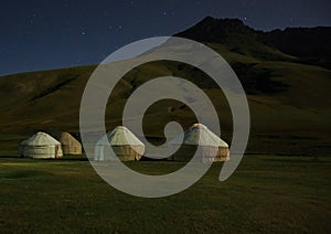 Moonlight on kirghiz yurt