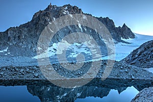 Moonlight landscape  - Le Portalet and Glacier d`Orny, Swiss Alps