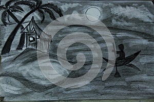 Moonlight landscape sketch