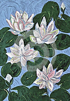 Moonlight Lillies In Pale Blue