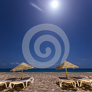 Moonlight over beach