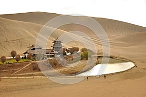 Moonlike spring in desert