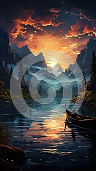 Moonlit ballet: Boats adrift. Created with Generative AI