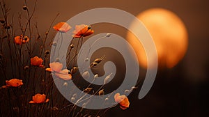 Moonlit Beauty: Professional Photography Of Fall Wild Flowers In Shades Of Orange