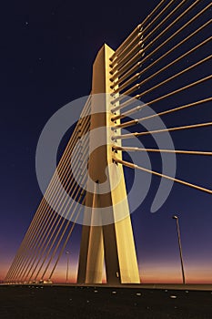 Moonlit bridge magnificent construction starry night