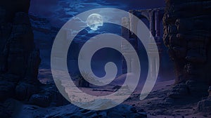 Moonlit Desert Temple Enigma./n