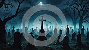 Moonlit Graveyard Tranquility