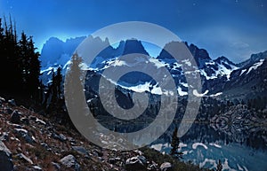 Moonlit Minaret Range from Ediza Lake