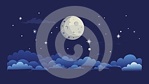 Moonlit Night Sky with Clouds. Serene Celestial Landscape, vector design Generative AI