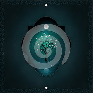 Moonlit scene in blue 3