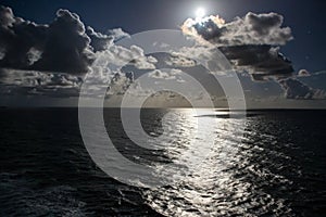 Moonlit sea at night