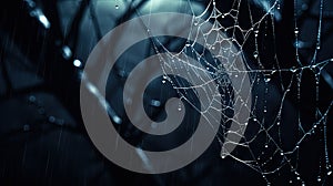 Moonlit Spider Web in a Dark Corner AI Generated