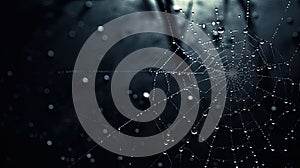 Moonlit Spider Web in a Dark Corner AI Generated
