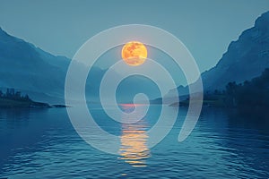 Concept Moonlit Tranquility, Mountains, Reflections Moonlit Tranquility Mountains and Reflections