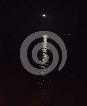 Moonlit waterfront