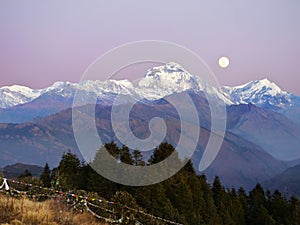 Moonrise Dhaulagiri-Annapurna Himalayas Mountains
