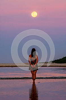 Moonrise at Guarda do Embau Beach - Santa Catarina Brazil