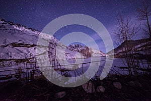 Moonrise on mountain peak in himalaya - winter spiti in himalayas