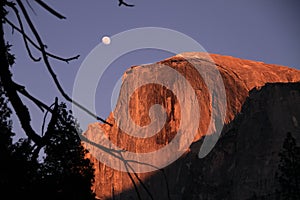 Moonrise over halfdome photo