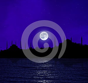 Moonrise over Istanbul