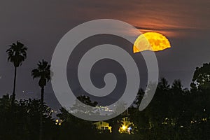 Moonrise Over the Mountains In Suburban San Diego