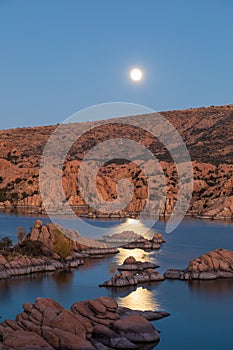 Moonrise Over Watson Lake Prescott Arizona