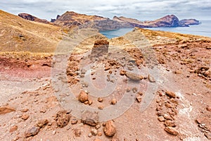 Moonscape lunar landscape with rocks on island Madeira