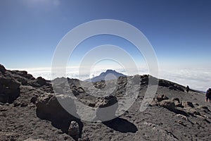 Moonscape on the Mount Kilimanjaro in Africa