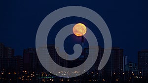 Moonset Over City Timelapse
