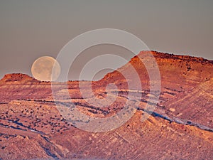 Moonset at Sunrise Near Utah Border