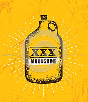 Moonshine Jug Pure Original Corn Spirit Creative Artisan Illustration. Raw Homemade Alcohol Creative Sign photo