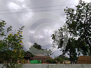 Moonsoon rainy clouds in Mohangarh village india