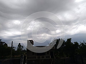 Moonsoon rainy clouds in Mohangarh village india