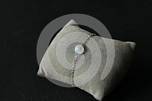 Moonstone, adularia bracelet. Bracelet made of stones on hand from natural stone Moonstone. Bracelet made of natural stones.