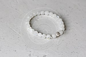 Moonstone, adularia bracelet. Bracelet made of stones on hand from natural stone Moonstone. Bracelet made of natural stones with